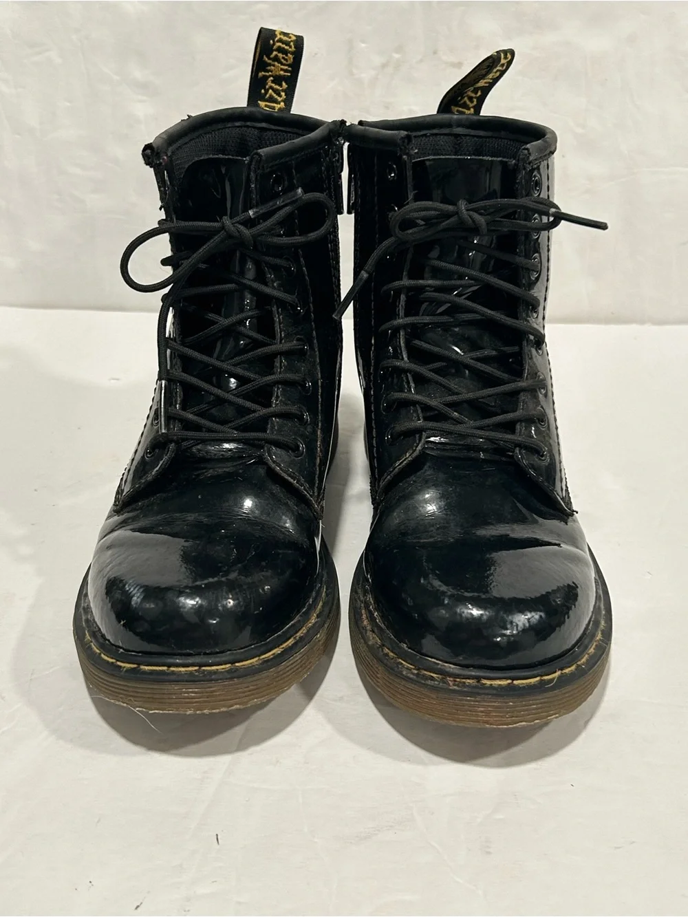 Dr. Martens Youth 1460 Black Patent Leather Zip Up Boots Size 3 US Kids